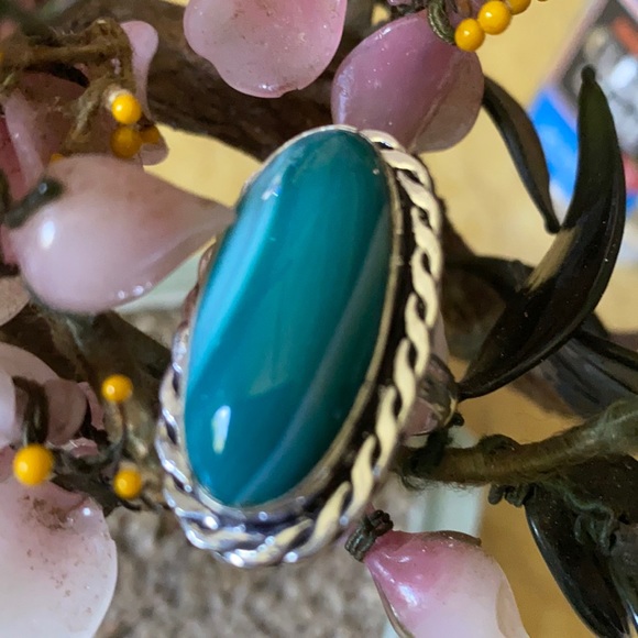 Vintage 925 malachite ring